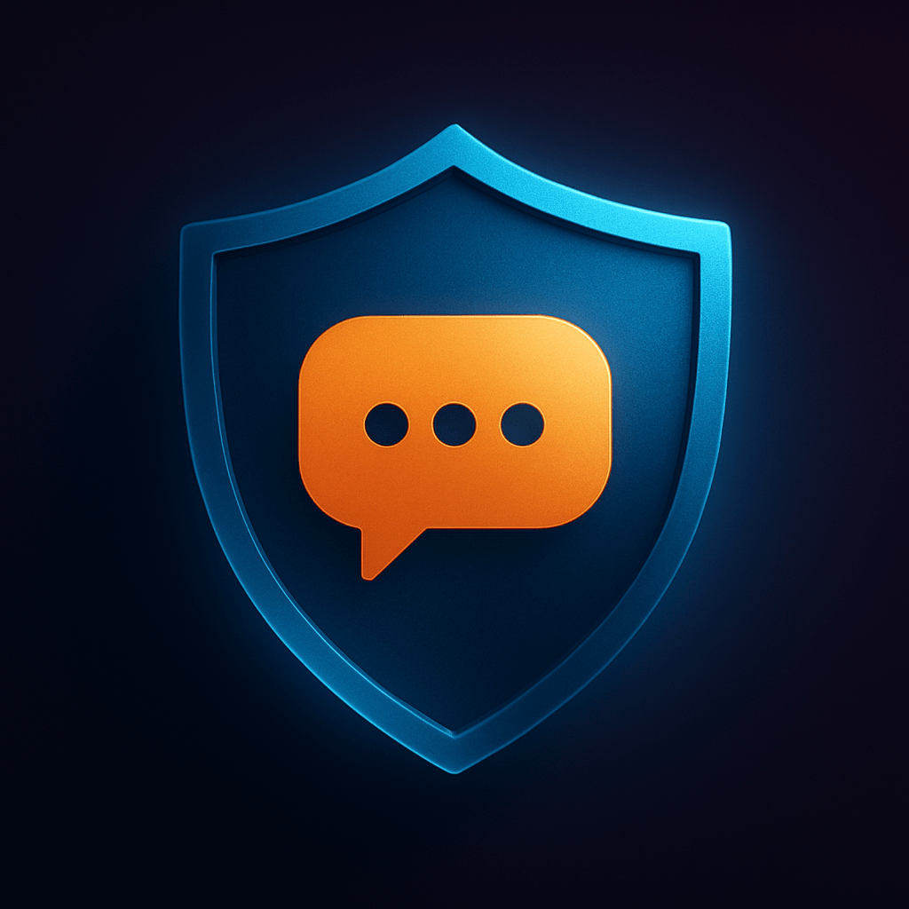 Chat bubbles with a checkmark—clear, approved customer replies.