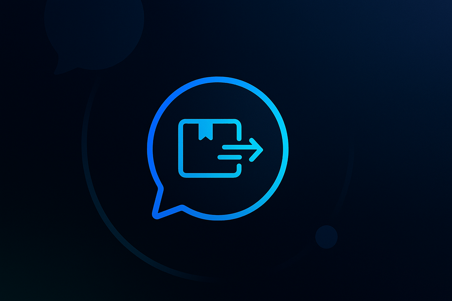 Dark gradient header with chat bubble icon and single shipping update.