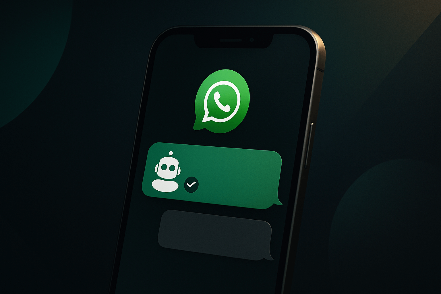 Green chatbot icon with checkmark representing WhatsApp automation