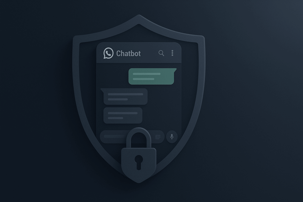 Minimalist shield protecting WhatsApp chat messages in dark space
