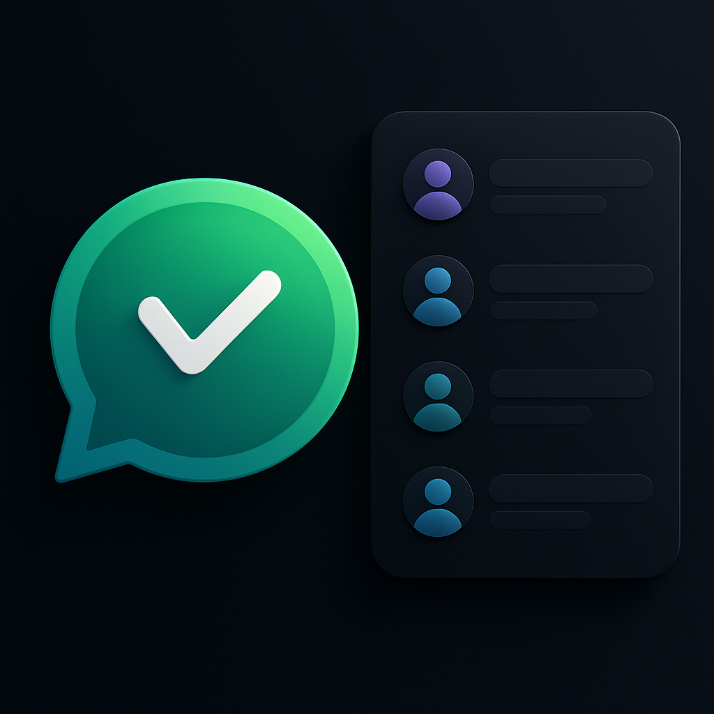Verified chat bubble representing curated WhatsApp customer list for startup marketing