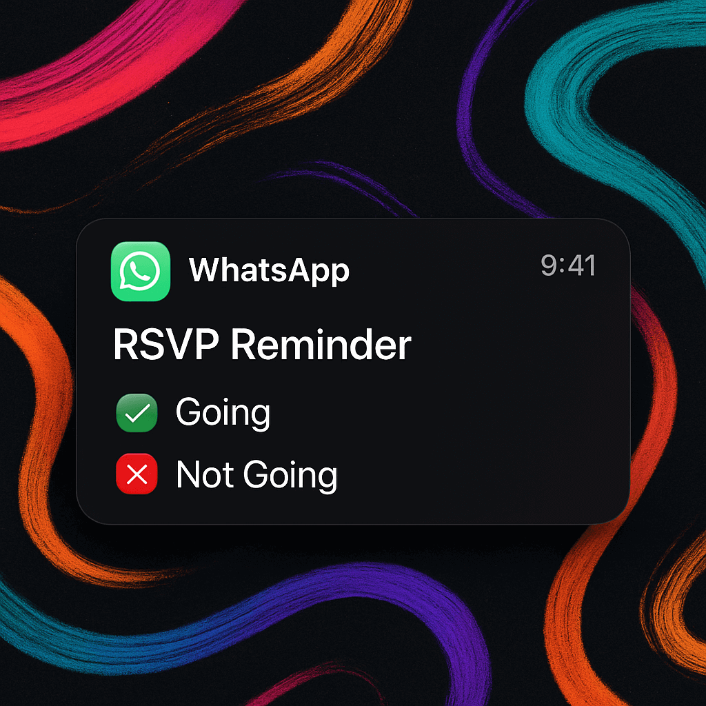 Dynamic WhatsApp event RSVP notification preview showing engagement status